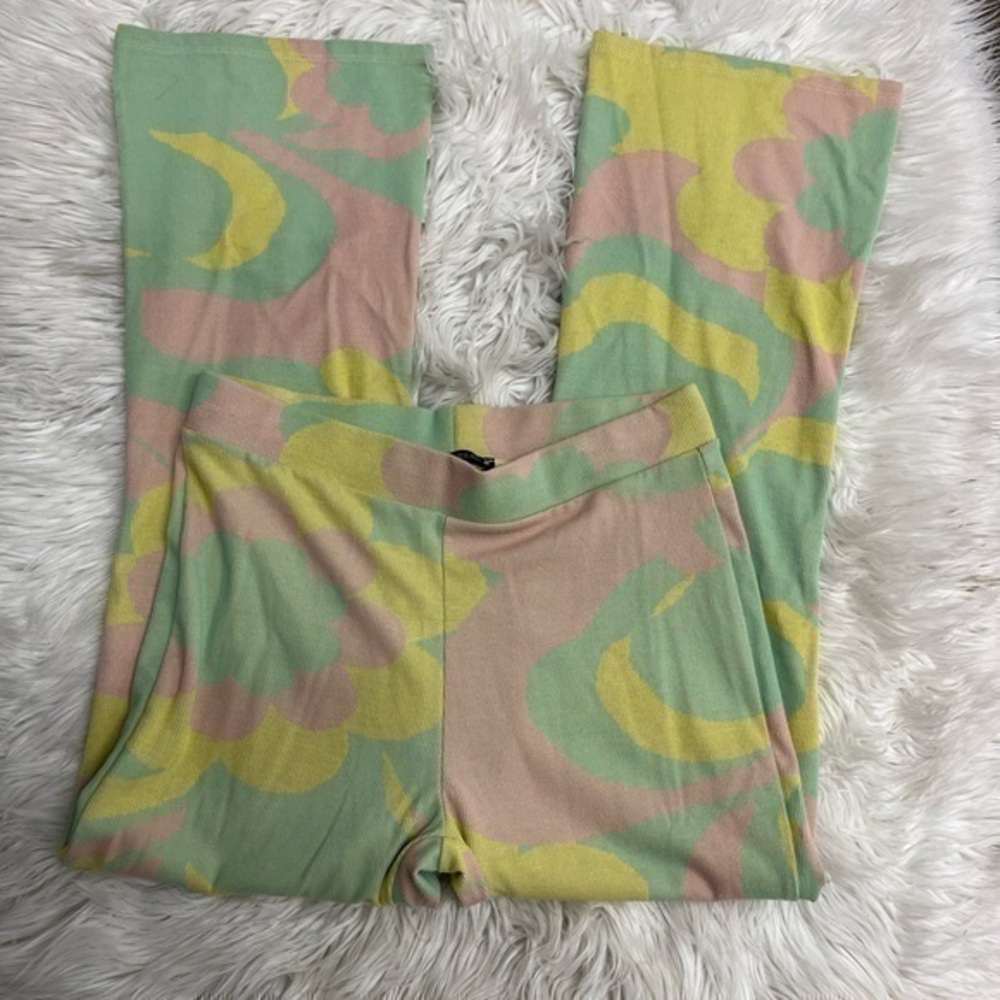 ZARA Multicolored Knit Flare Pants Size M